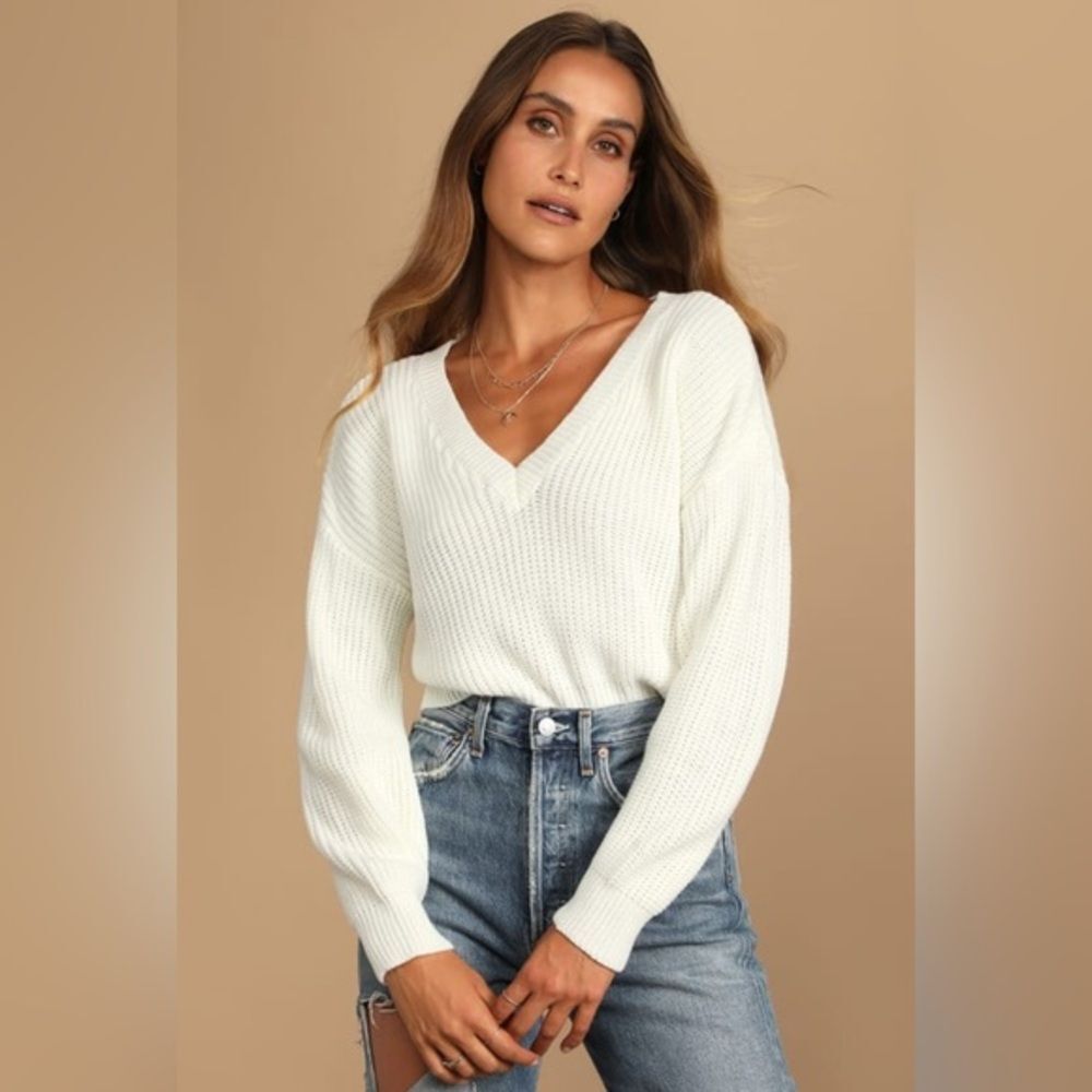 Lulu’s Double the Fun Ivory Knit Reversible XS